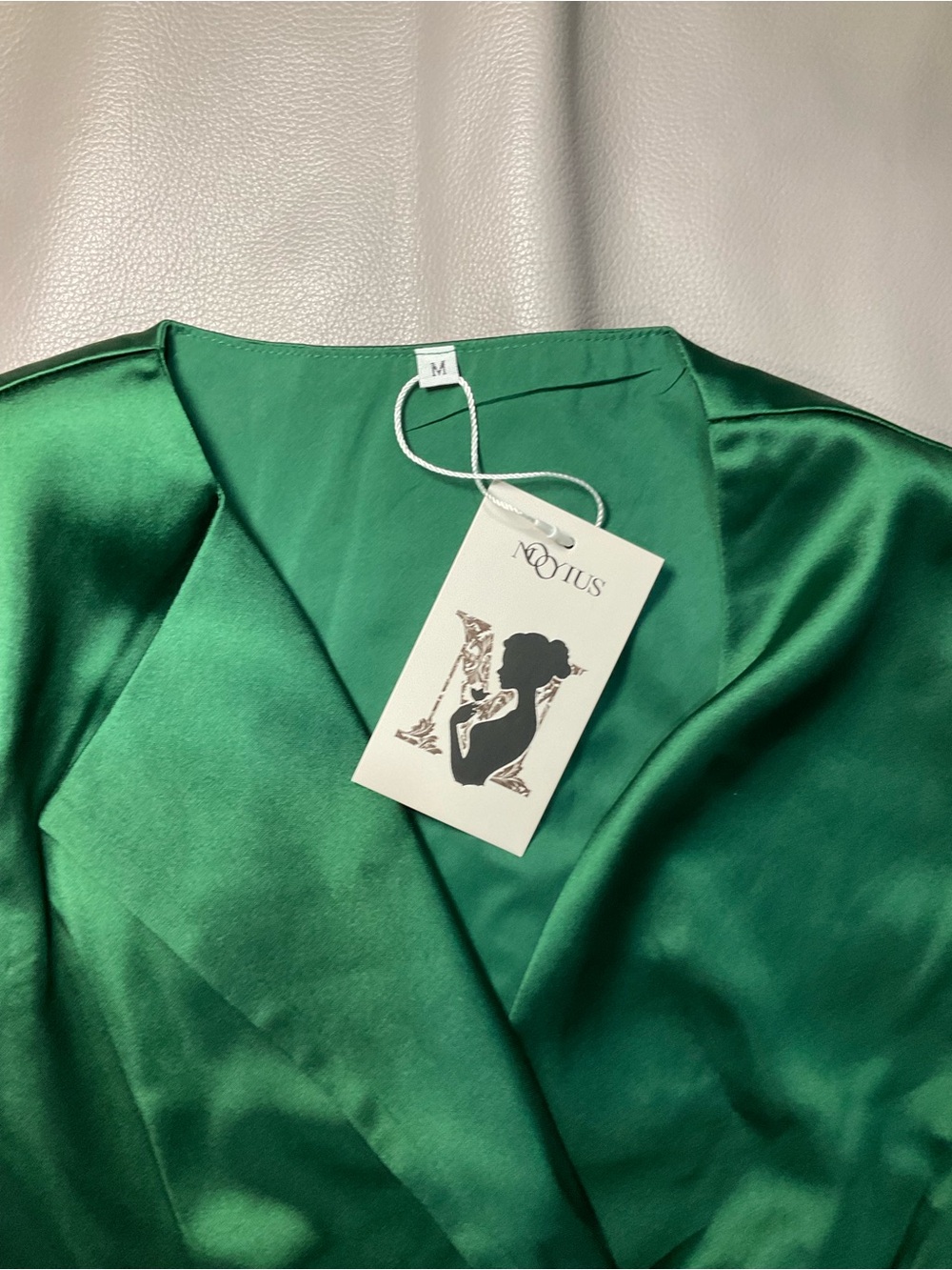 Silky Emerald Wrap Tie Sleeveless Blouse - Picture 2 of 6